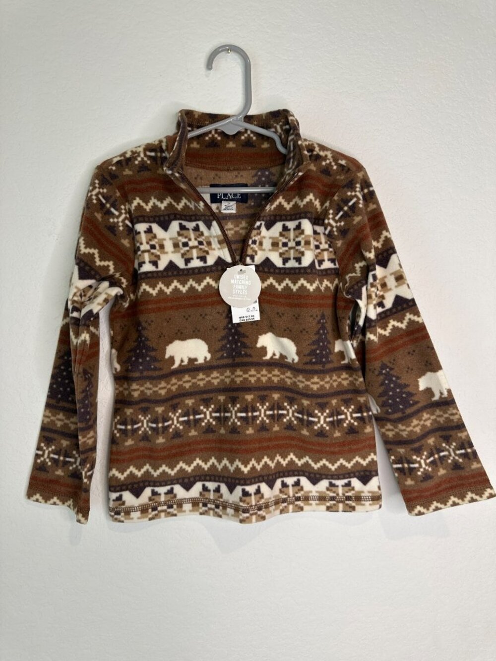 NWT Cozy Bear Snowflake Fair Isle Boys Fleece Half Zip